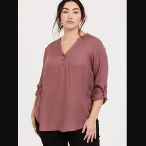 Torrid Twill Henley Tunic Top